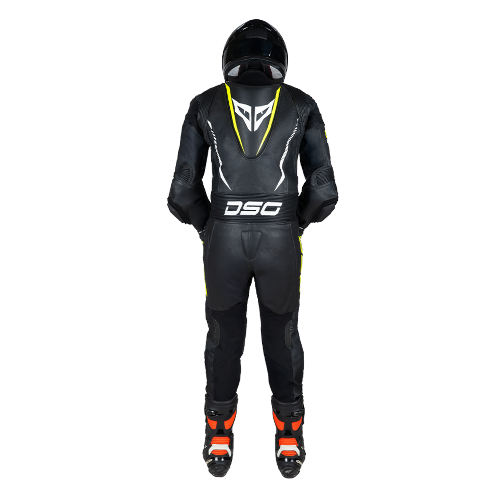 DSG GP Racing Leather Suit : Black Yellow Fluo
