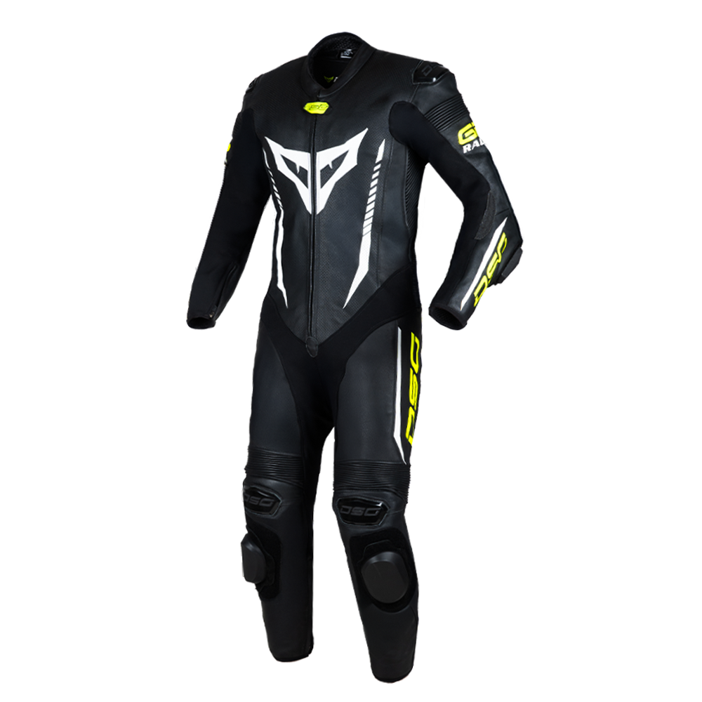 DSG GP Racing Leather Suit : Black Yellow Fluo