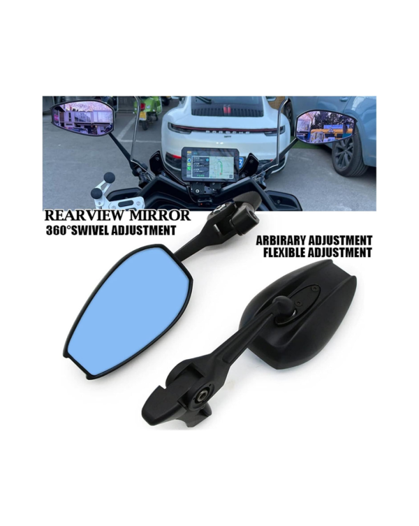SPIKI Napoleon Ray Mirrors (Pair) | Anti-Glare Oval Mirrors with Short Stem | Anti-Shock | Universal Fit for Motorcycles & Scooters