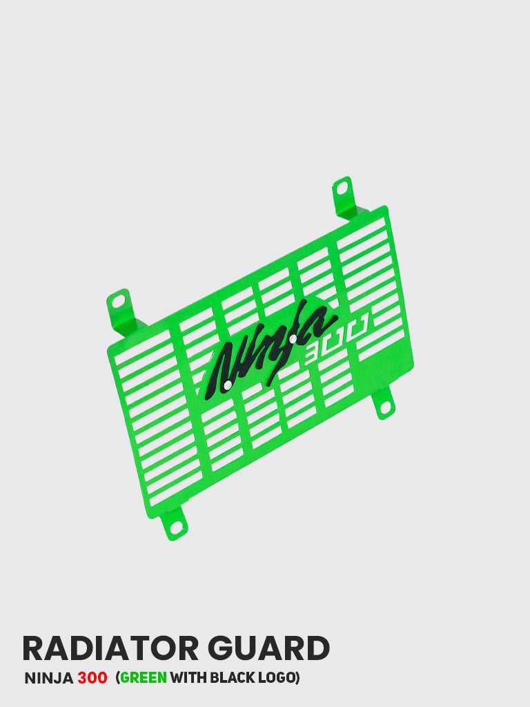 Kawasaki Ninja 300 Radiator Guard - (Black with Green Logo) / SB 839