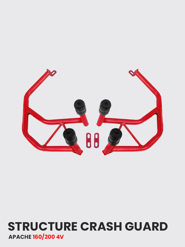 HT Apache RTR 160/200 4v Structure Crash Guard (RED COLOUR) with 4 Metal Slider - SBTVS-105