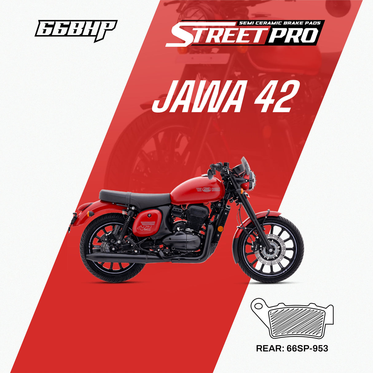 Jawa 42 66bhp street pro semi ceramic rear brake pad