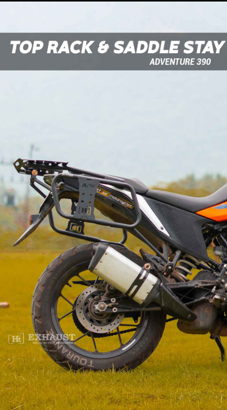 HT KTM Adventure 250,390 Top Rack With Saddle Stay – Black Matt / Ht Exhaust SB 734