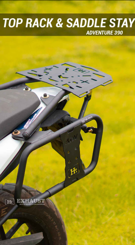 HT KTM Adventure 250,390 Top Rack With Saddle Stay – Black Matt / Ht Exhaust SB 734