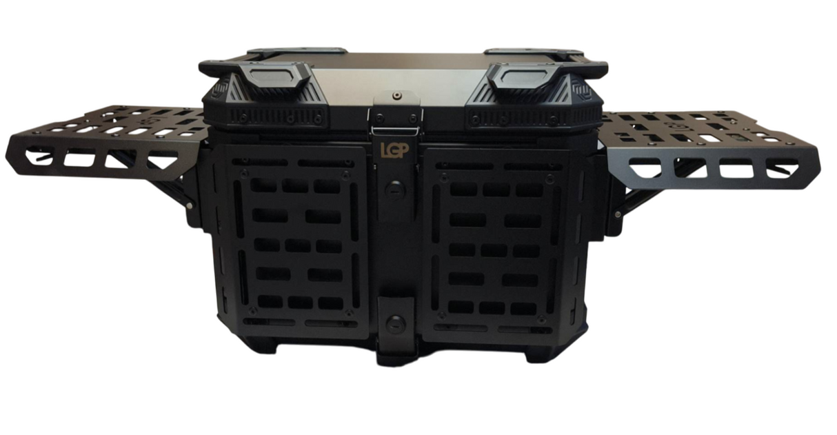 LGP 45 litres | armoured aluminium alloy top box | Waterproof | BLACK ( fits all motorcycles ) Free Back rest