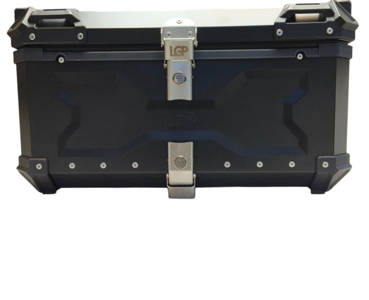LGP 80 litres | aluminium alloy top box | Waterproof | BLACK X TYPE ( fits all motorcycles ) Free seat rest