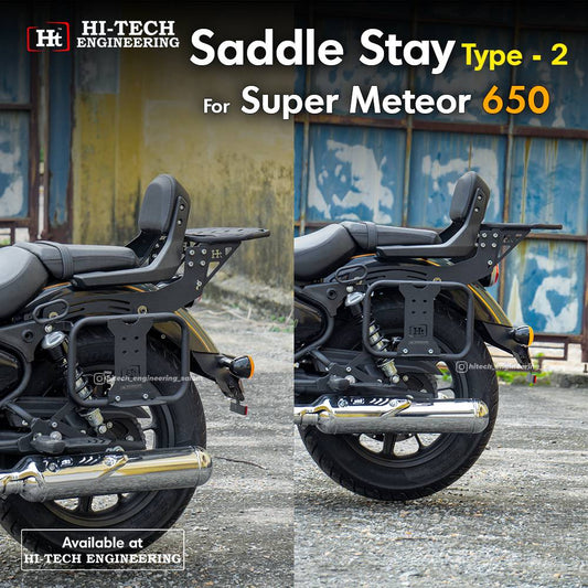 Super Meteor 650 Saddle Square Type With Saddle Peg (Black Matt) – RESM 105 / HT EXHAUST