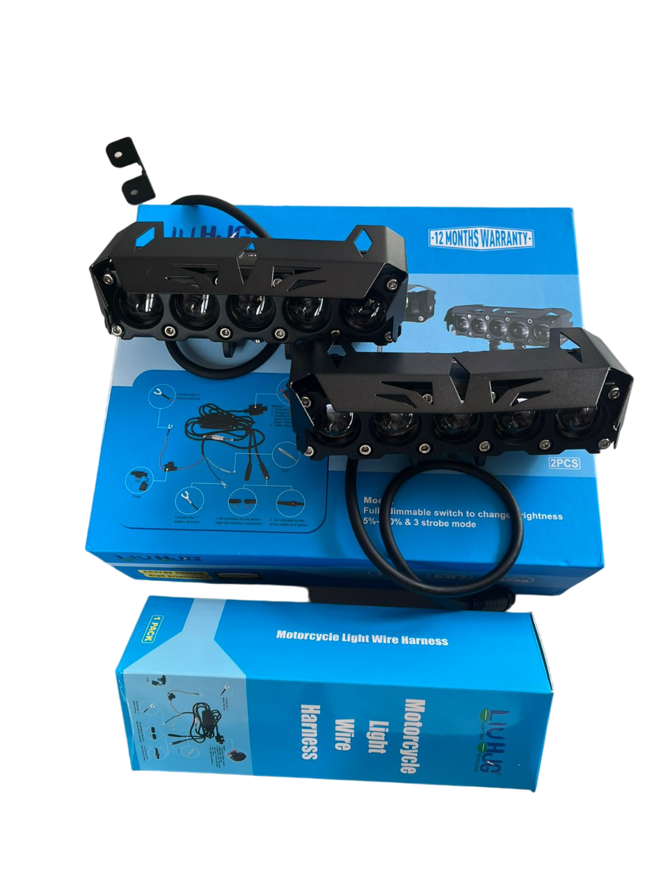 LIU HJG ORIGINAL future eye 5 lens with wiring harness and switch dual colour yellow white compatible for all motorcycle , thar , jeep and cars