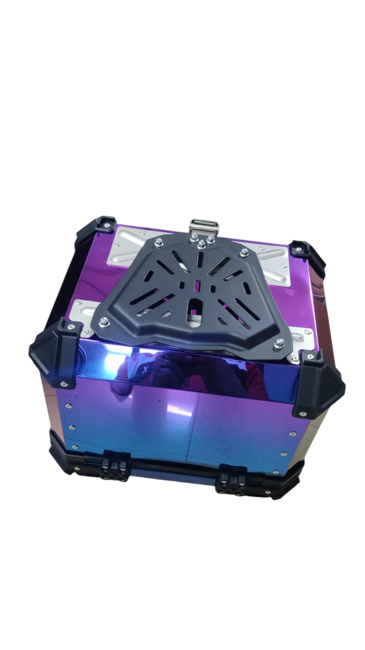 LGP rainbow large capacity aluminium top box 45 ltrs (fits all motorcycle) - color plating premium top box