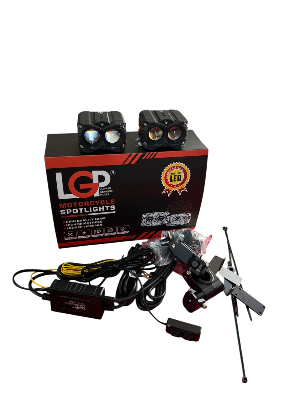 MK05 Spotlight | IP67 waterproof | auxiliary lights with with harness | compatible for all motorcycles and cars - premium by LGP (18 months warranty)