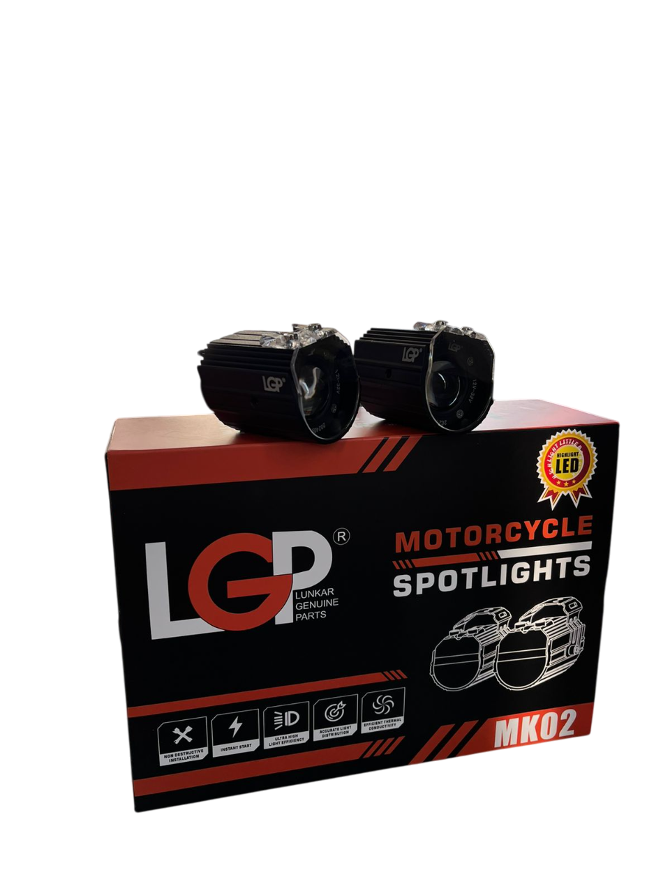 MK02 Spotlight | IP67 waterproof | auxiliary lights with with harness | compatible for all motorcycles and cars - premium by LGP (18 months warranty)