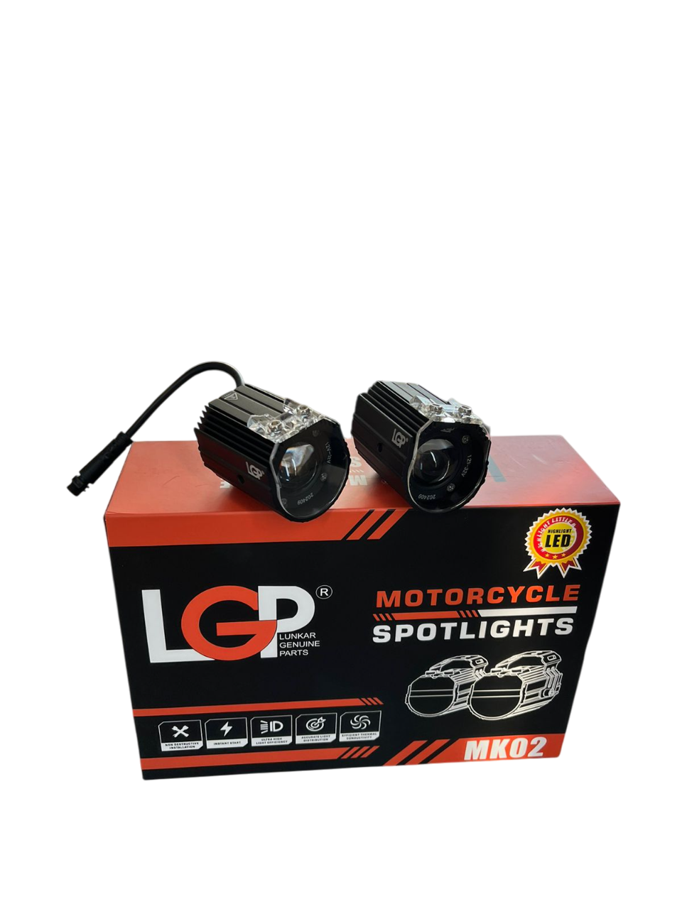 MK02 Spotlight | IP67 waterproof | auxiliary lights with with harness | compatible for all motorcycles and cars - premium by LGP (18 months warranty)