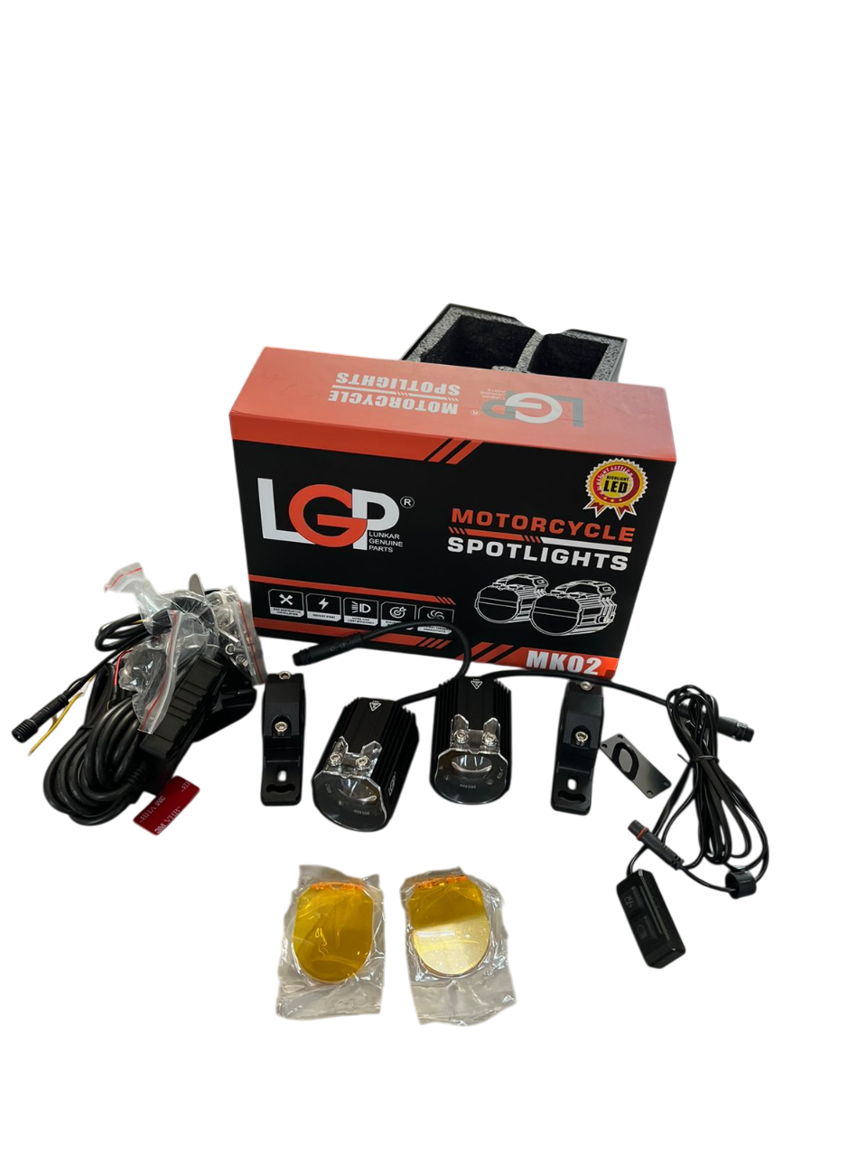 MK02 Spotlight | IP67 waterproof | auxiliary lights with with harness | compatible for all motorcycles and cars - premium by LGP (18 months warranty)