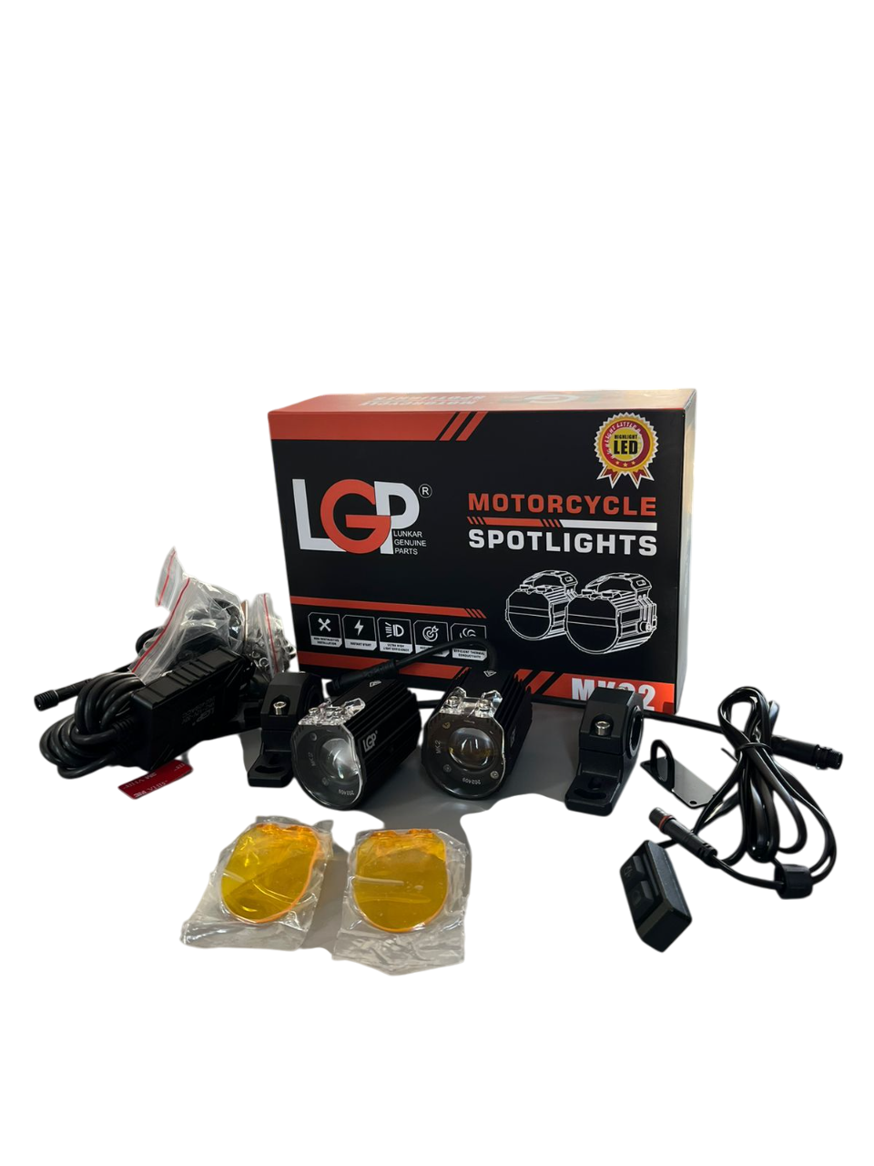 MK02 Spotlight | IP67 waterproof | auxiliary lights with with harness | compatible for all motorcycles and cars - premium by LGP (18 months warranty)