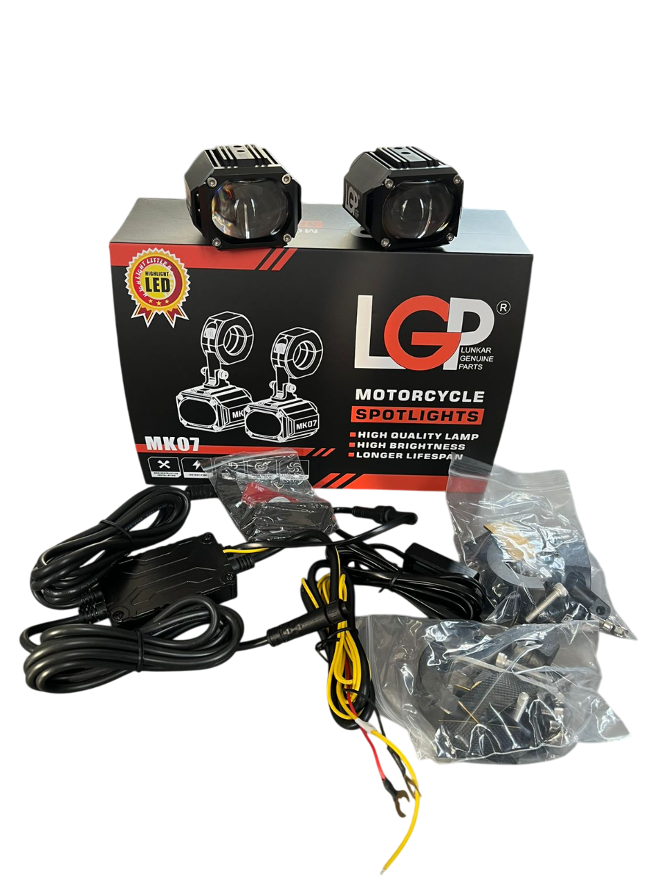 MK07 Spotlight | IP67 waterproof | auxiliary lights with harness | compatible for all motorcycles and cars - premium by LGP (18 months warranty)