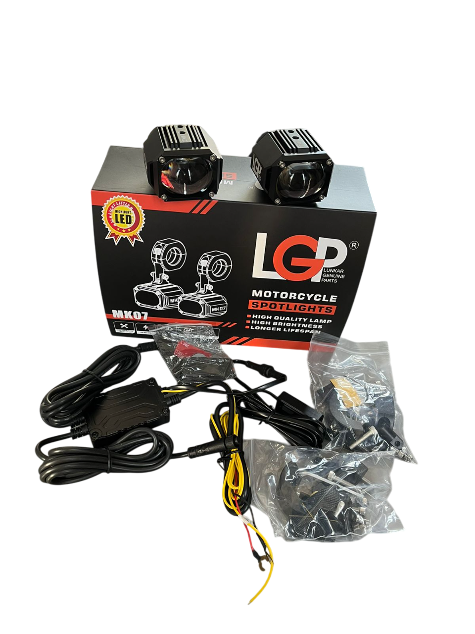MK07 Spotlight | IP67 waterproof | auxiliary lights with harness | compatible for all motorcycles and cars - premium by LGP (18 months warranty)