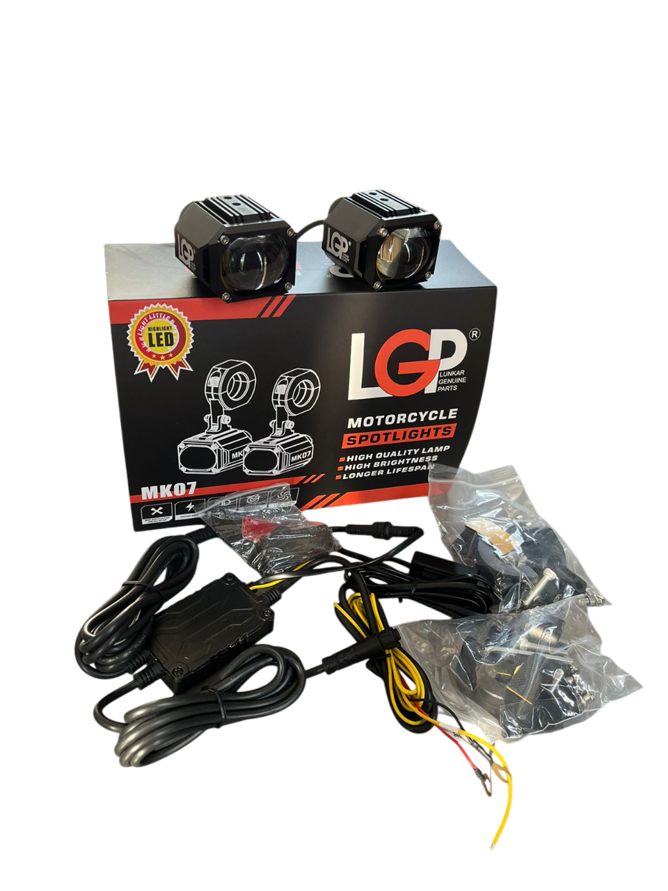 MK07 Spotlight | IP67 waterproof | auxiliary lights with harness | compatible for all motorcycles and cars - premium by LGP (18 months warranty)