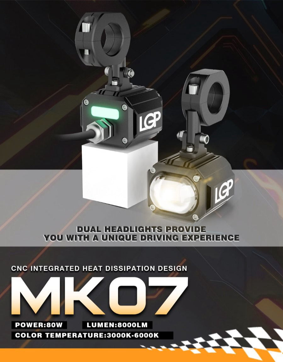 MK07 Spotlight | IP67 waterproof | auxiliary lights with harness | compatible for all motorcycles and cars - premium by LGP (18 months warranty)