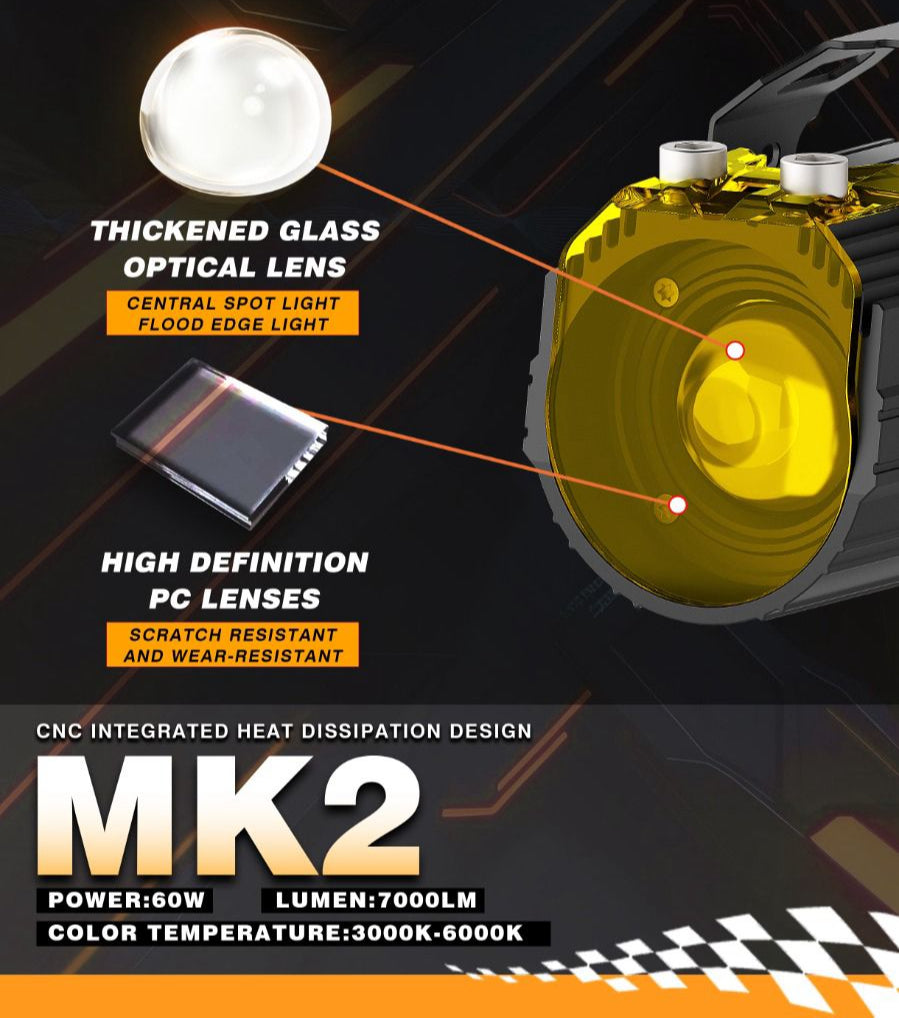 MK02 Spotlight | IP67 waterproof | auxiliary lights with with harness | compatible for all motorcycles and cars - premium by LGP (18 months warranty)