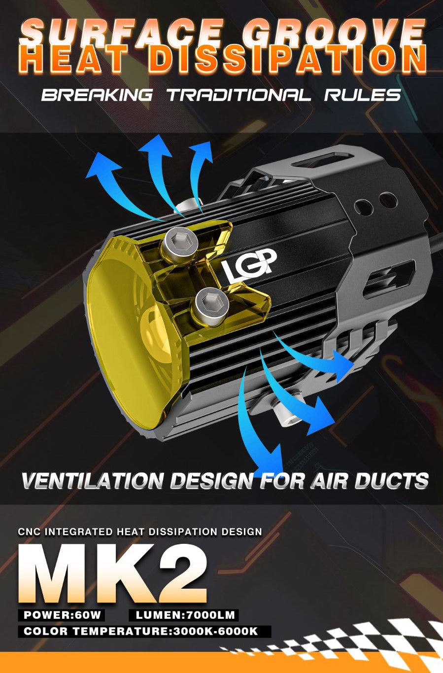 MK02 Spotlight | IP67 waterproof | auxiliary lights with with harness | compatible for all motorcycles and cars - premium by LGP (18 months warranty)