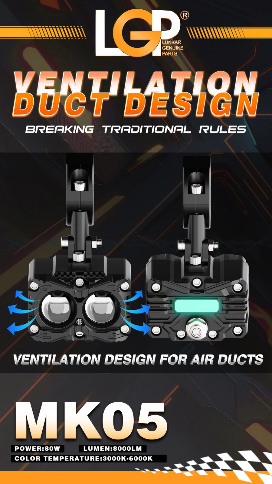 MK05 Spotlight | IP67 waterproof | auxiliary lights with with harness | compatible for all motorcycles and cars - premium by LGP (18 months warranty)