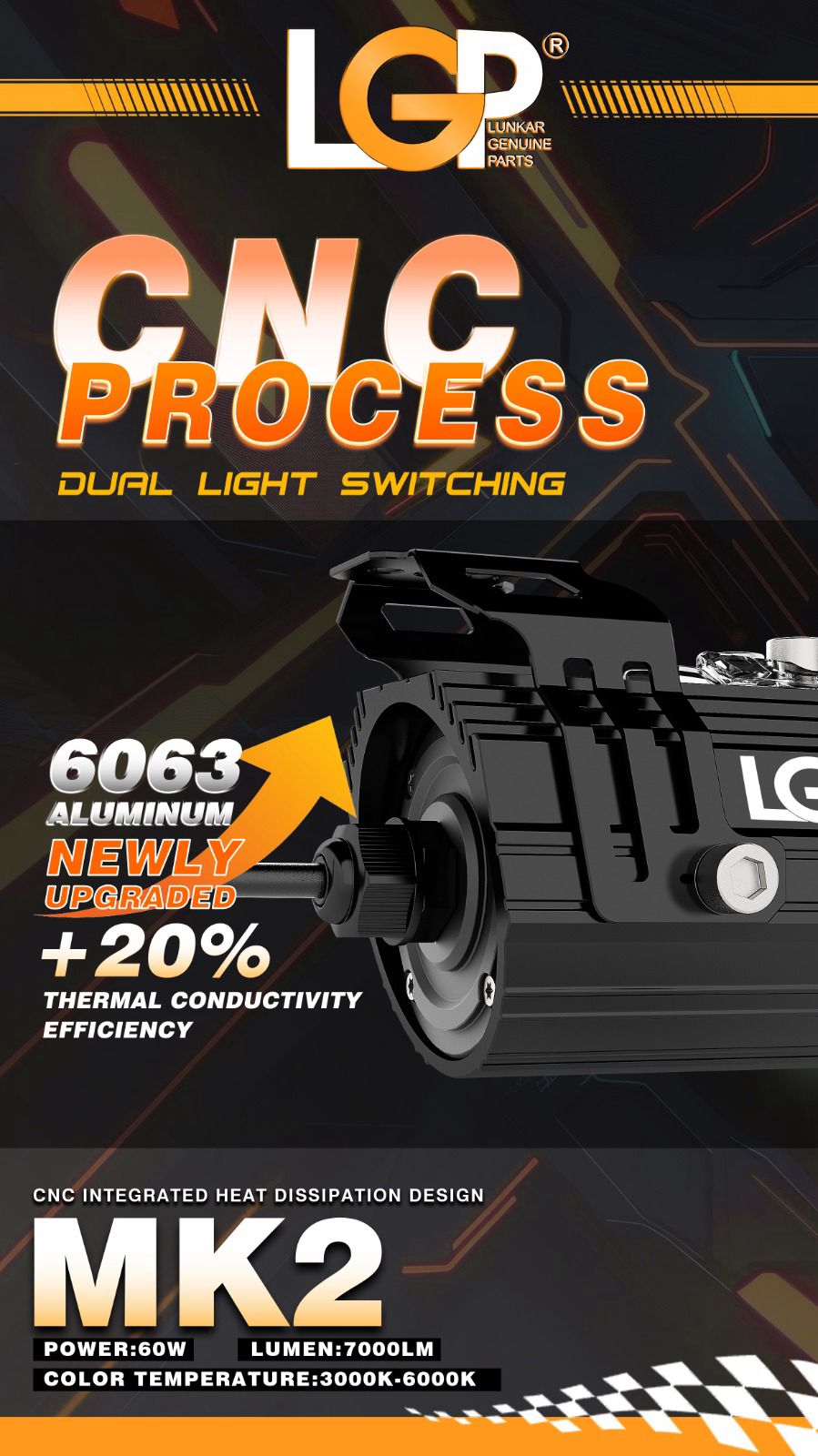 MK02 Spotlight | IP67 waterproof | auxiliary lights with with harness | compatible for all motorcycles and cars - premium by LGP (18 months warranty)