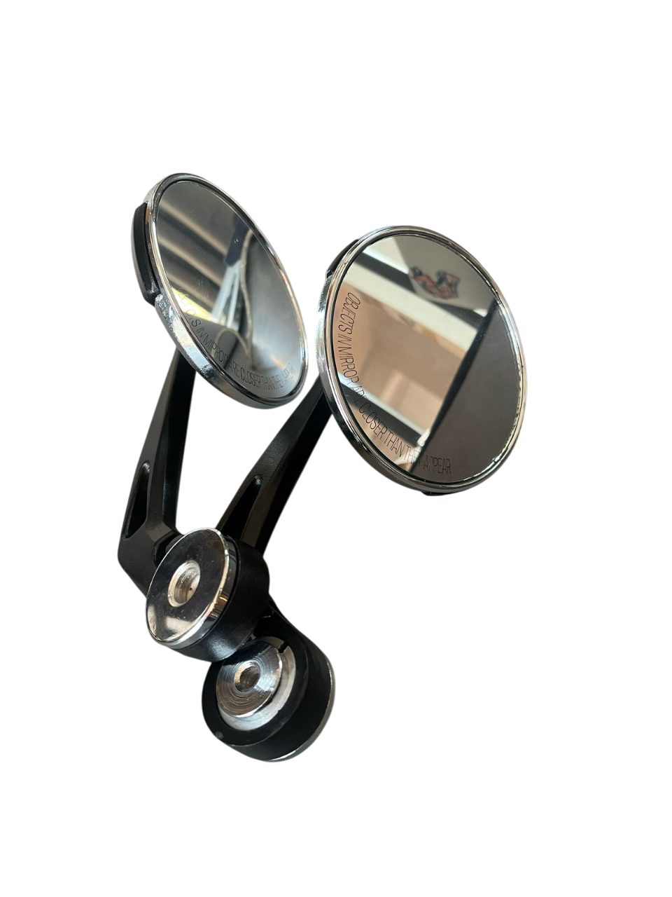 Handle Bar End | Side Mirror | Chrome polish with black | For All Royal Enfiled Motorcycles