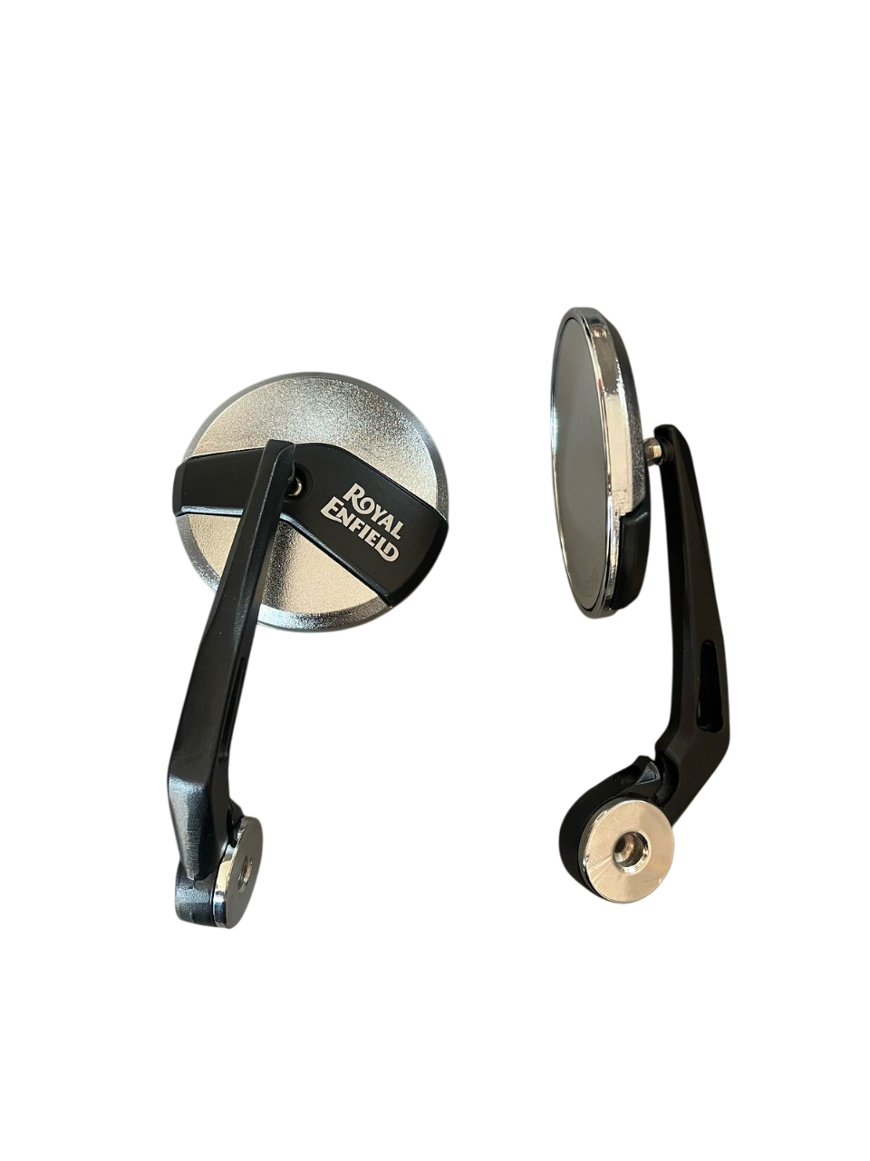 Handle Bar End | Side Mirror | Chrome polish with black | For All Royal Enfiled Motorcycles