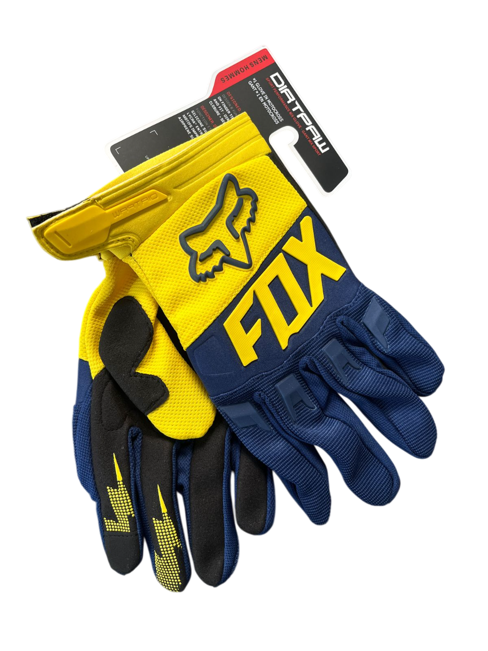 DIRTPAW Motocross Gloves F.O.X - Yellow Blue V2