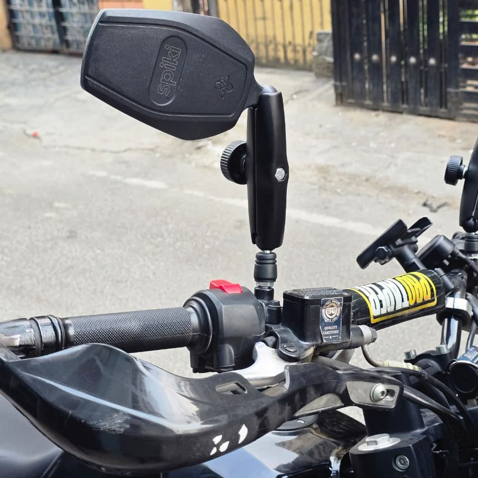 SPIKI ( NOMAD SERIES ) Adventure 4.0 Motorcycle Mirrors | Dino-Lock Adjustment | 360° Rotatable Universal Side Mirrors for Road & Off-Road Riding ( UPGRADED )