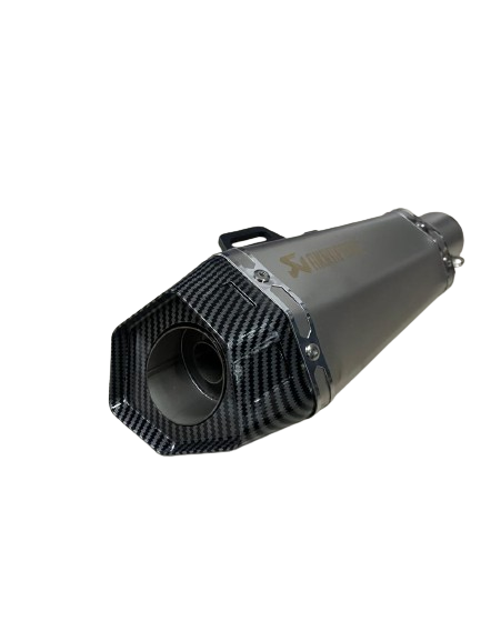 Akrapovic SILVER Carbon fiber exhaust FISH CUT Stainless Steel Slip On Exhaust Silencer for All Bikes/Motorcycle - UNIVERSAL