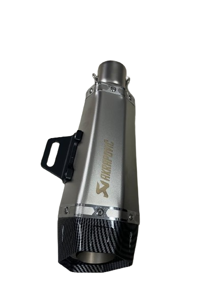 Akrapovic SILVER Carbon fiber exhaust FISH CUT Stainless Steel Slip On Exhaust Silencer for All Bikes/Motorcycle - UNIVERSAL