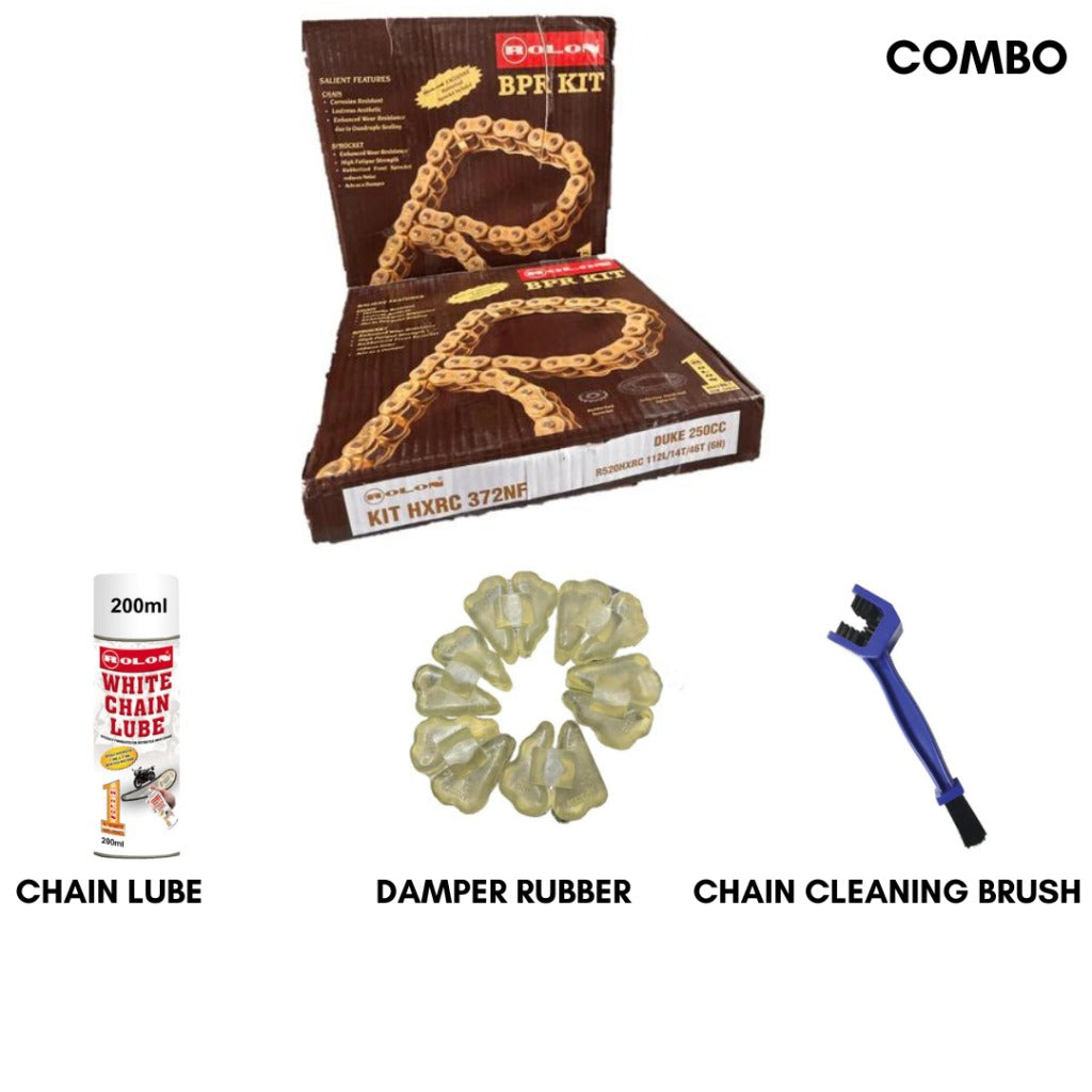 Brass chain sprocket replacement kit combo for KTM Duke 250CC ( ROLON )