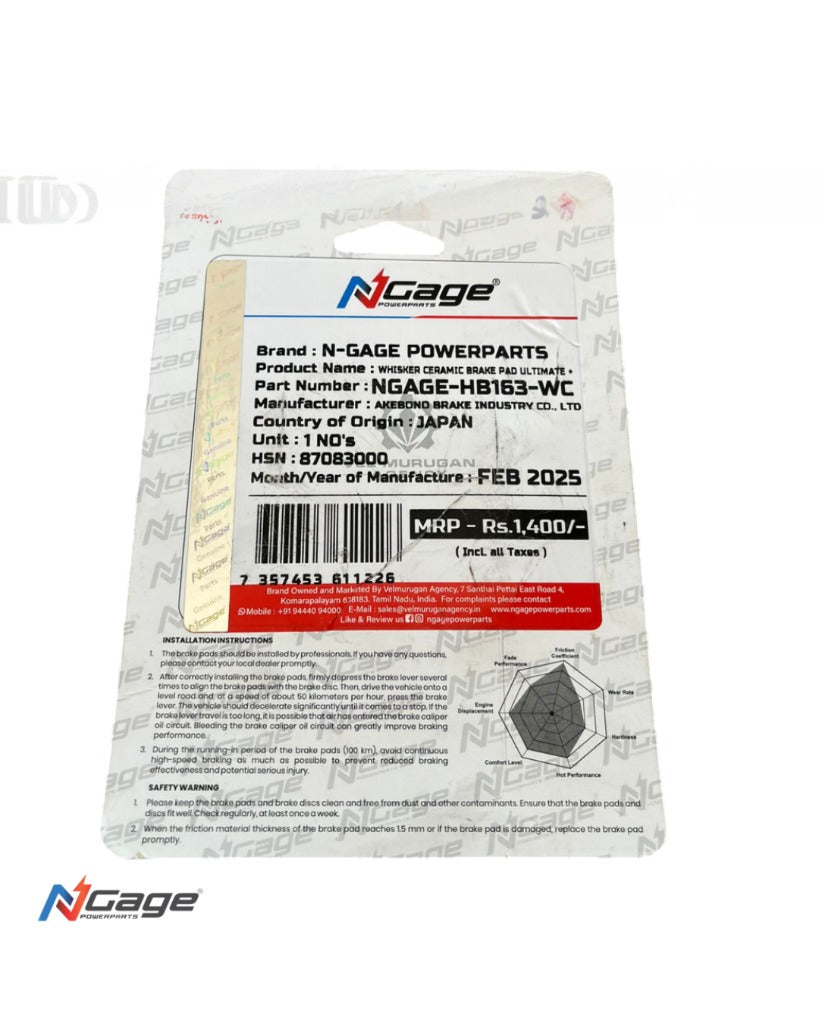 KTM ADVENTURE 250/390| rear whisker ceramic Ultimate + brake pads | NGAGE POWERPARTS