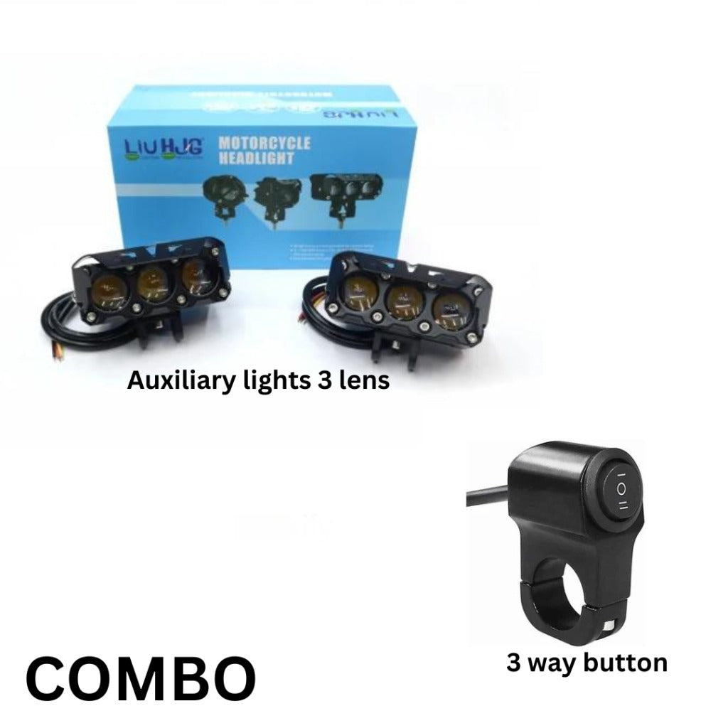 LIU HJG Original Mega Drive Future Eye 3 Lens Dual Color Yellow/White LED Fog Lights (set of 2 )