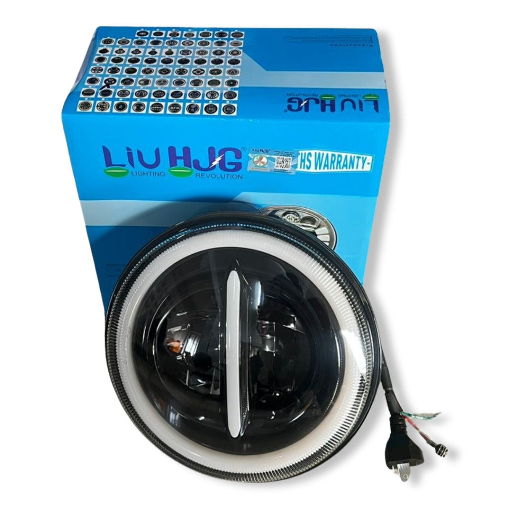 LIU HJG Minus Headlight LED 7inch 12V-80V, 110W original HJG( WITH RING ) for royal enfield , mahindra thar , gypsy , harley davidson models ( 1 unit)