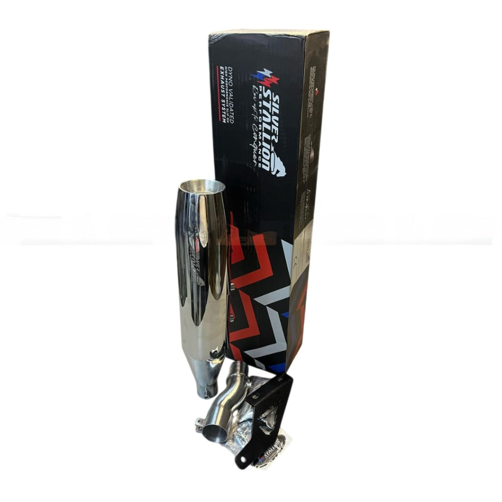 TRIUMPH SPEED 400 - SCRAMBLER 400X | SILVER STALLION BLAZE | DYNO High Performance Exhaust System | SILVER - LIFE TIME WARRANTY