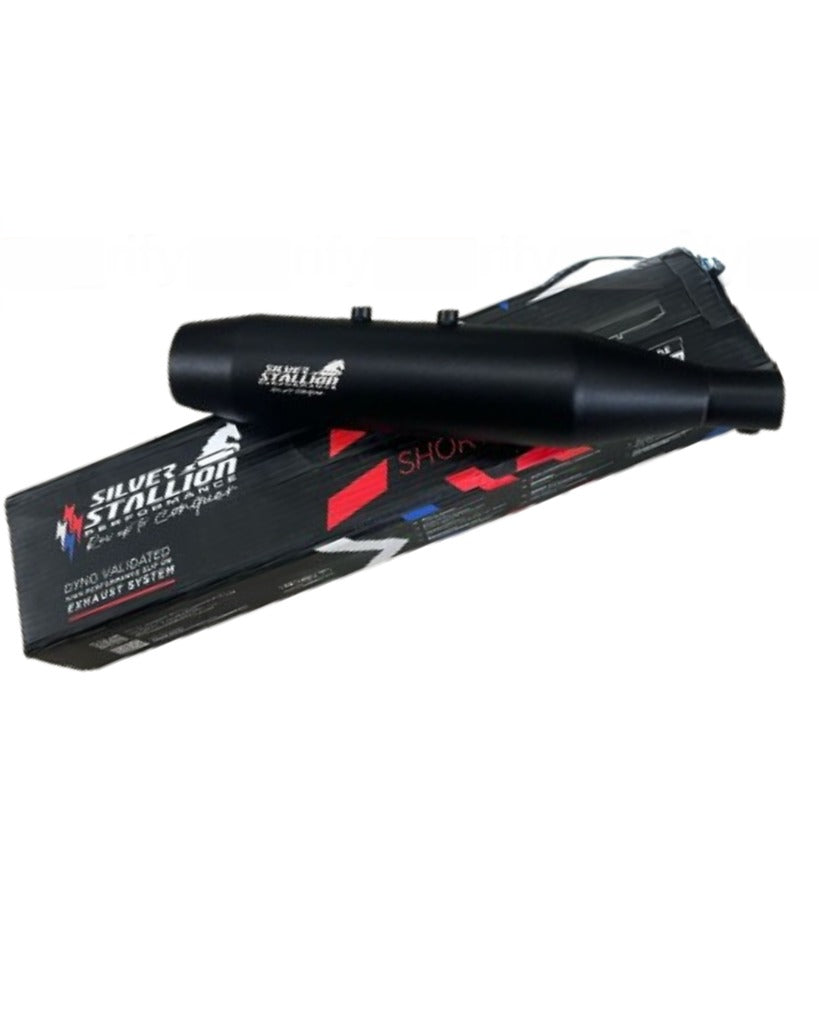 RE HUNTER 350 | SILVER STALLION SHORTY | DYNO High Performance Exhaust System | Black - LIFE TIME WARRANTY