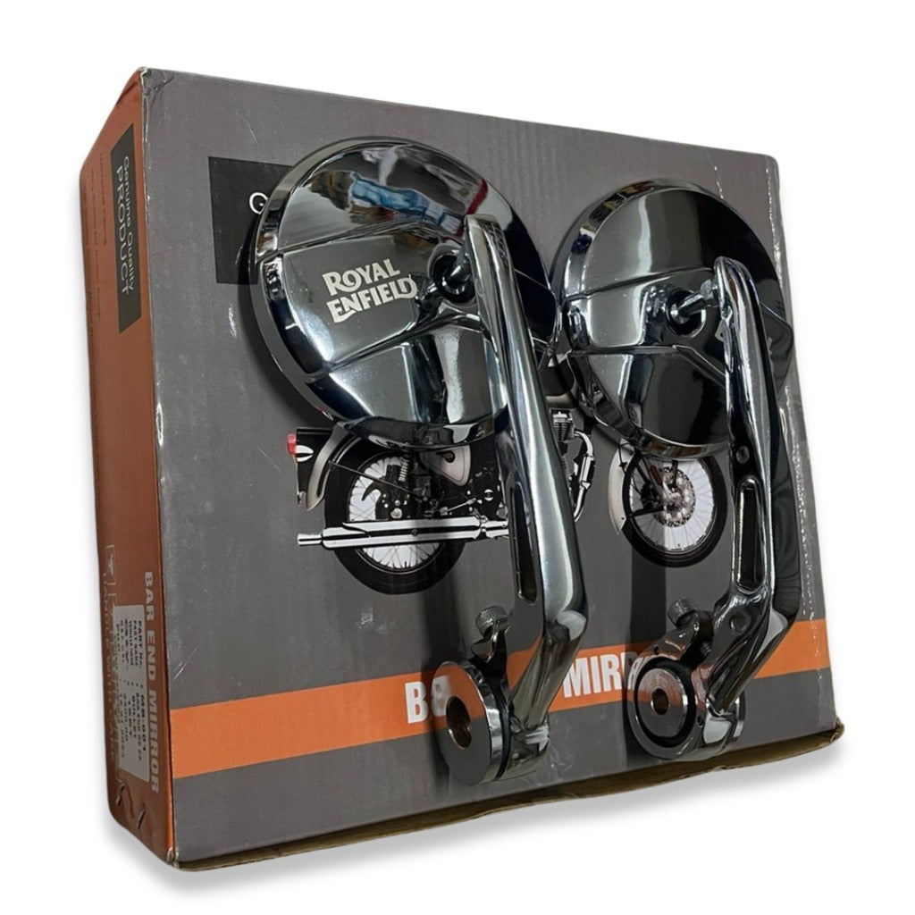 BAR END MIRRORS – CHROME SET OF -2 (ROYAL ENFIELD) COMPATIBLE FOR GT 650/INTERCEPTOR 650/HUNTER 350/SUPER METEOR 650