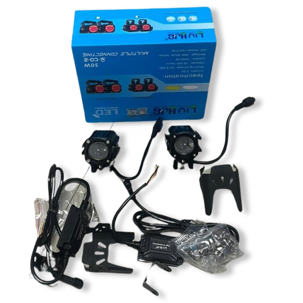 LIU HJG ORIGINAL 60W (30*2) future 1 led mini drive light RED DEVIL EYE LIGHT CO2 MULTIPLE CONNECTING RED+YELLOW+WHITE COLOR WITH SEPRATE HARNESS