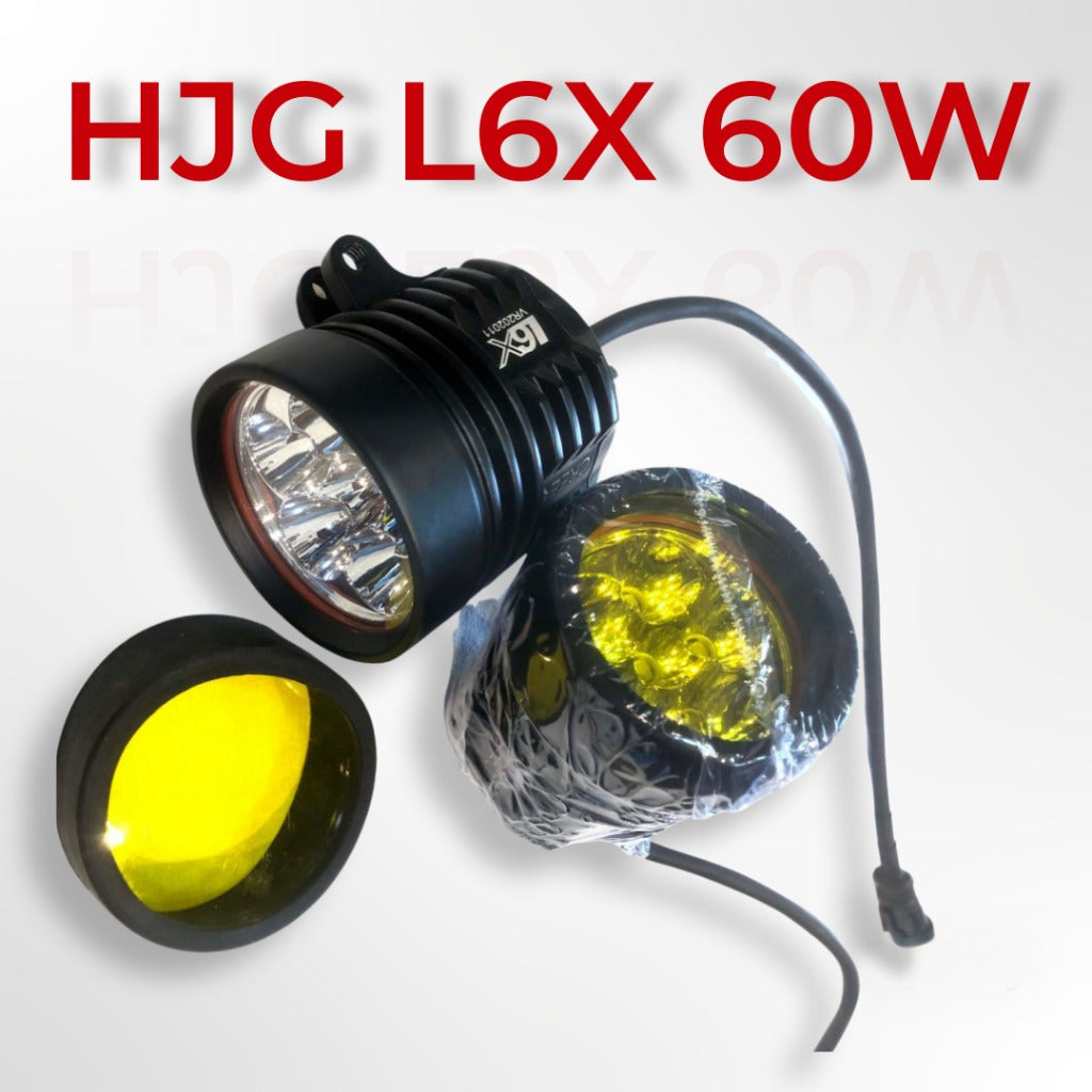 HJG L6X 60W CREE 6 LED Fog Light Auxiliary For Motorcycles With Yellow Filter (set of 2)