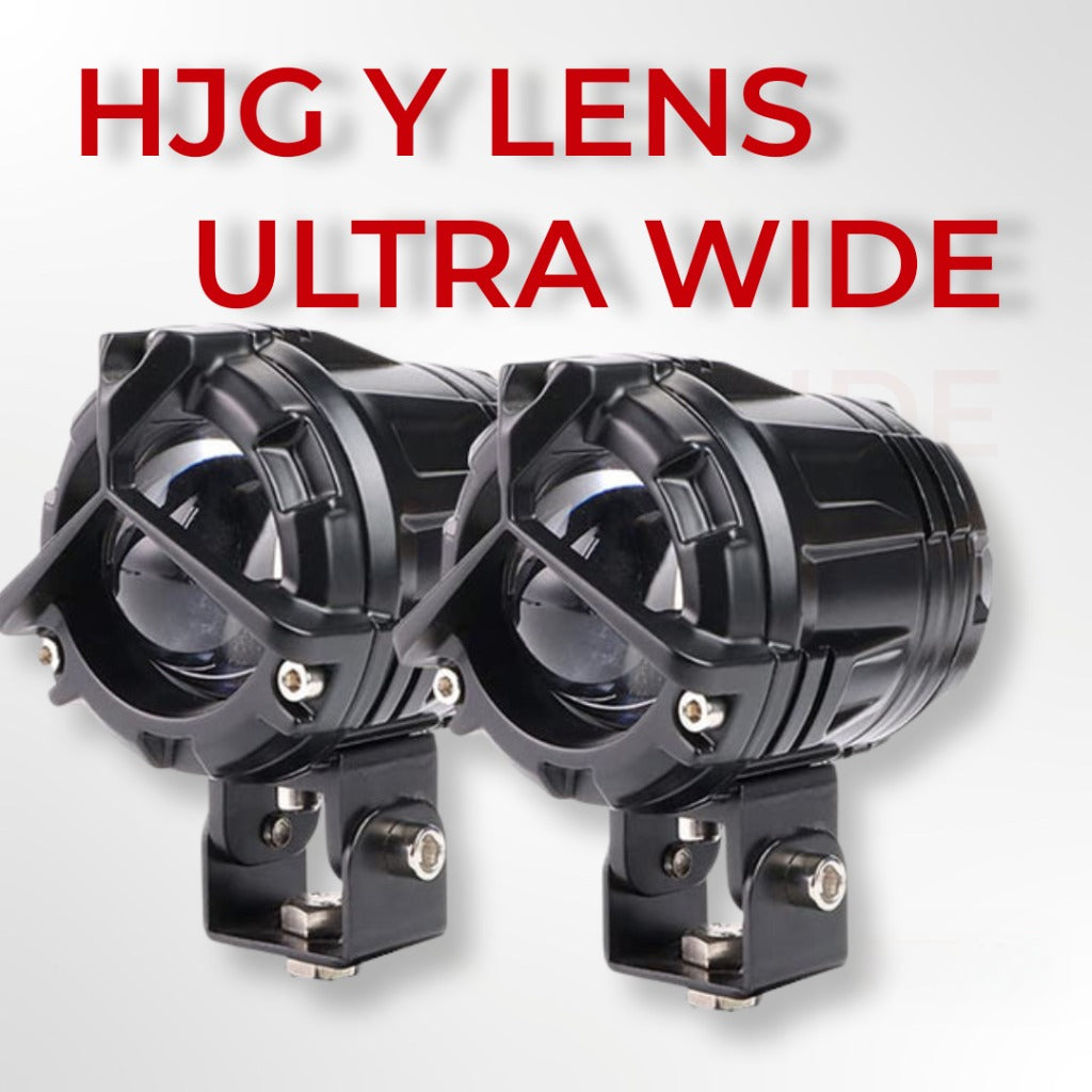 HJG Mercedes Y Lens Ultra Wide Dual Intensity LED Driving Fog Lights White/Yellow 40W (set of 2) for all motorcycles/scooter/cars