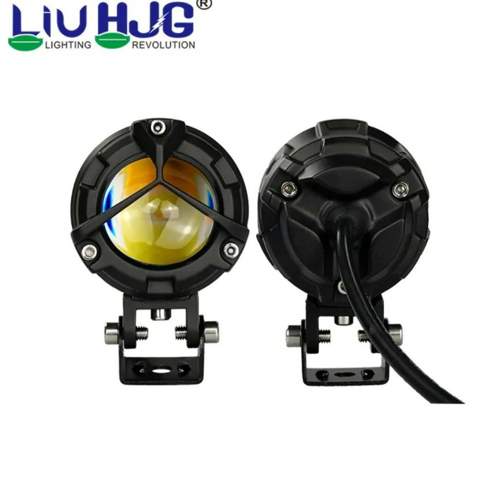 HJG Mercedes Y Lens Ultra Wide Dual Intensity LED Driving Fog Lights White/Yellow 40W (set of 2) for all motorcycles/scooter/cars