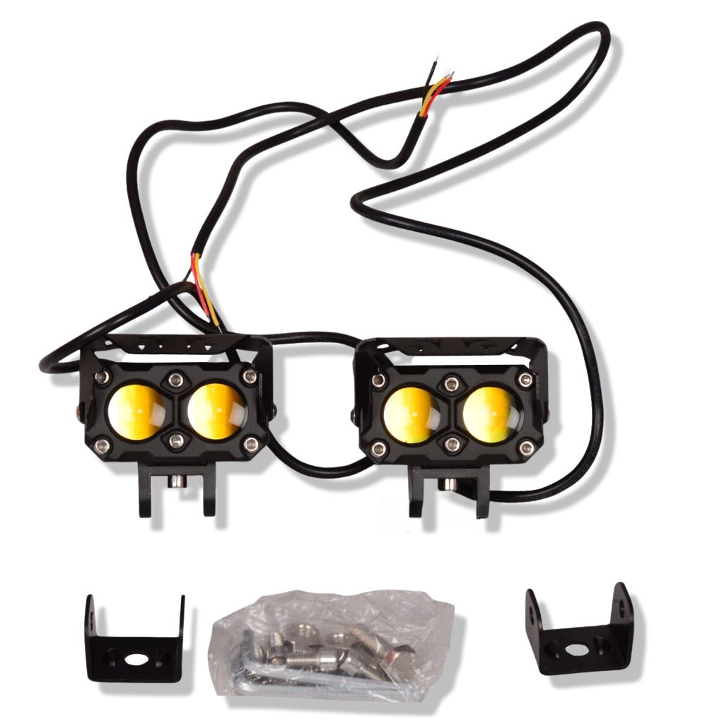 HJG Mega Drive 60W Quad Shot Dual Lens/Dual Color High/Low Yellow/White LED Fog Lights (2 Pc)