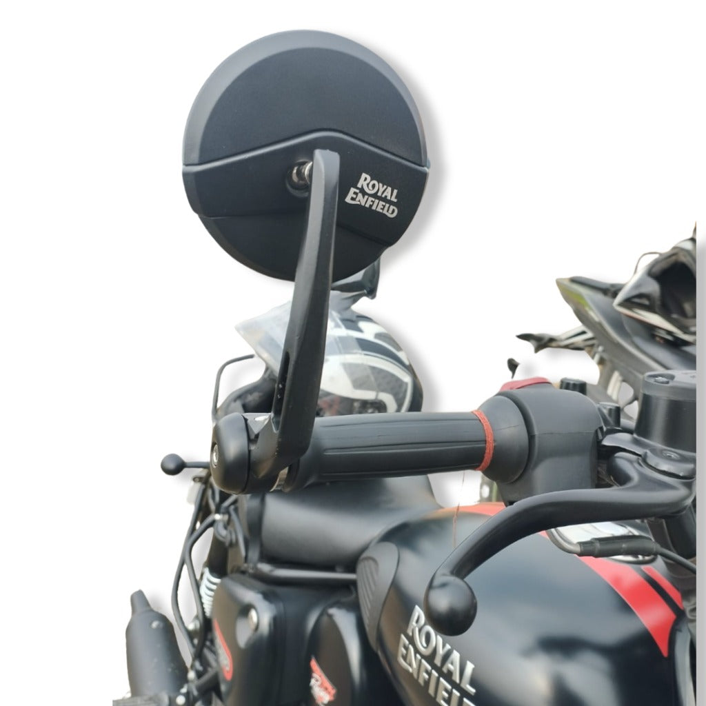 Handle Bar End Mirror For Royal Enfiled Classic /Electra / Reborn/Standard - 350/ 500, Hunter 350, Meteor 350, Super Meteor 650, Himalayan/Scram 411, Round Mirrors
