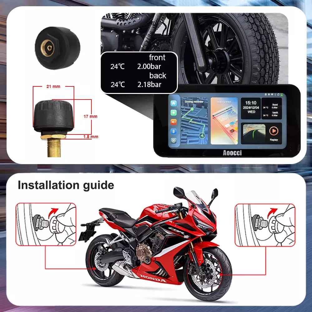 AOOCCI C6 PRO Motorcycle Dash Cam Front and Rear, 4K 1080P Dual Dash Motorcycle Camera with Wireless CarPlay and Android Auto, GPS & Emergency Lock, 140° Wide Angle, Wired Remote, IP67 Waterproof
