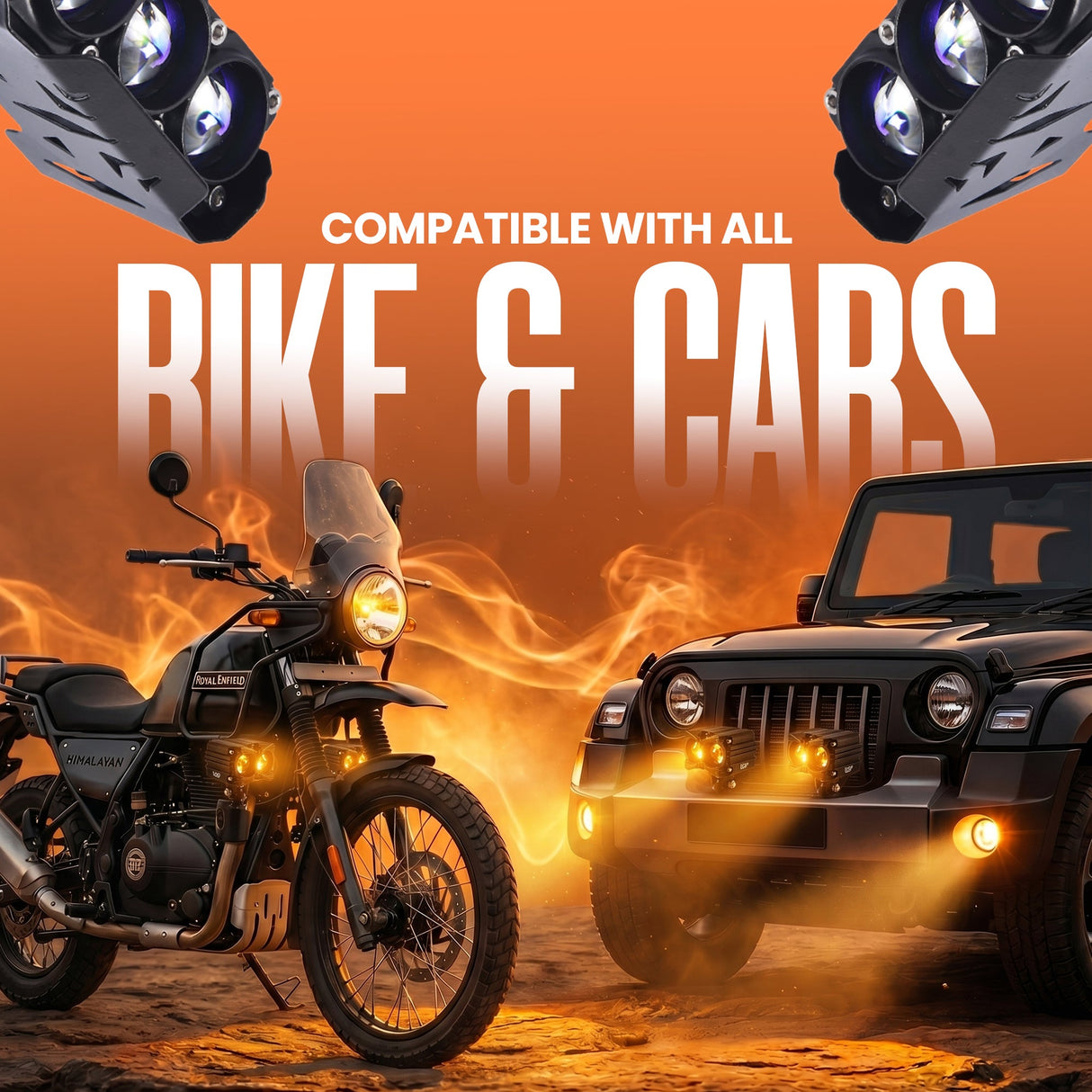 LGP DK300 Projector LED Fog Lamp for Bike (Pair) | Triple Lens, Dual Color (Yellow & White) | Waterproof, Universal Motorcycle Fit