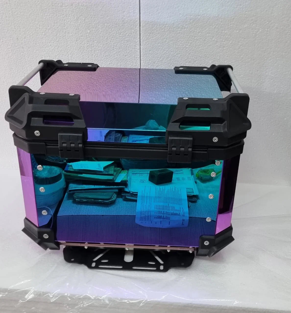 LGP rainbow large capacity aluminium top box 45 ltrs (fits all motorcycle) - color plating premium top box