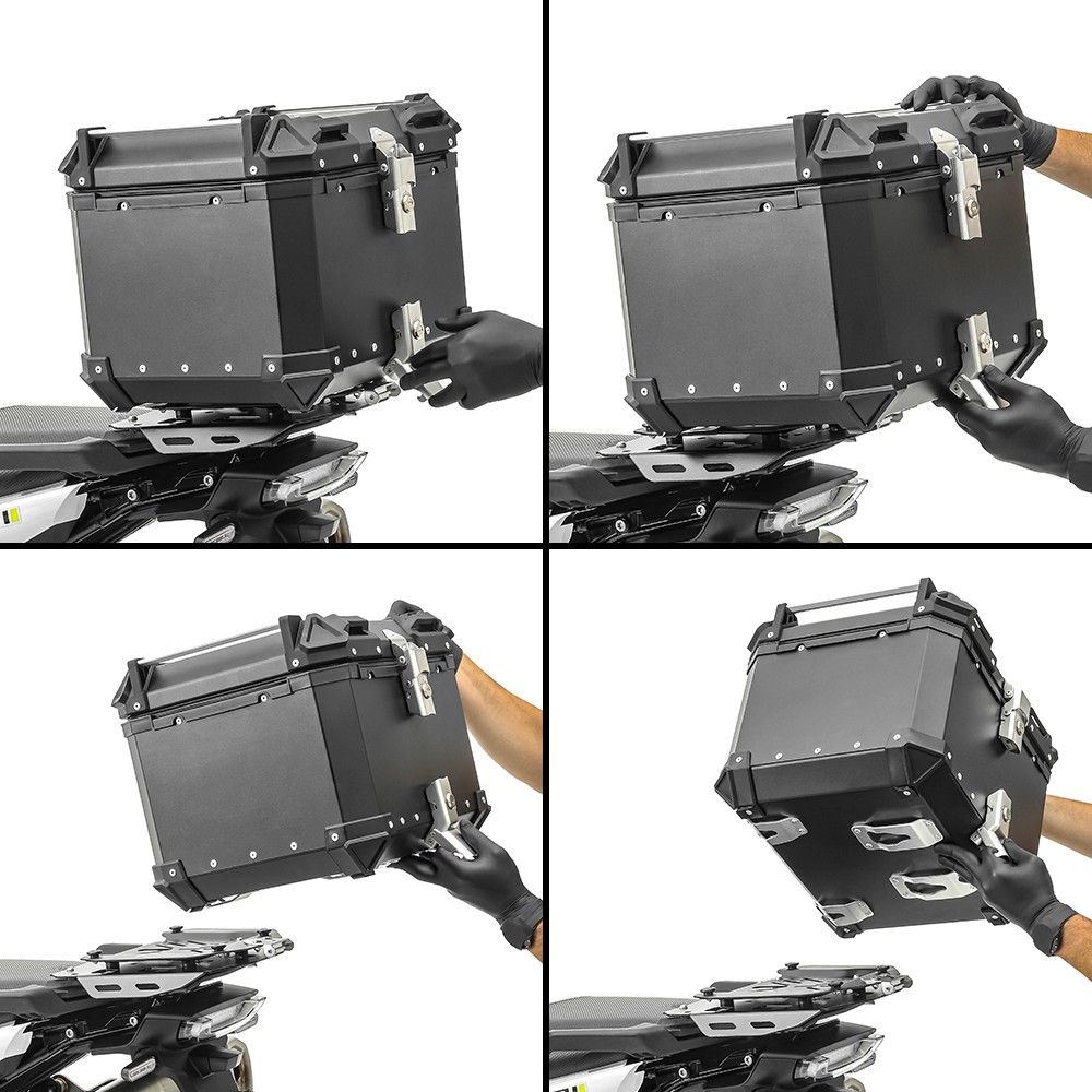 TAANC Nomad Forge Folding Top Box – Stealth Black | 45L Aluminium Adventure WP Motorcycle Storage Box