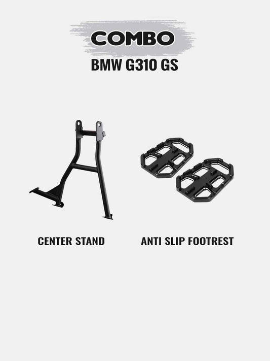 BMW G310GS Combo - Center Stand+Anti Slip Foot Rest Black - Moto Modz